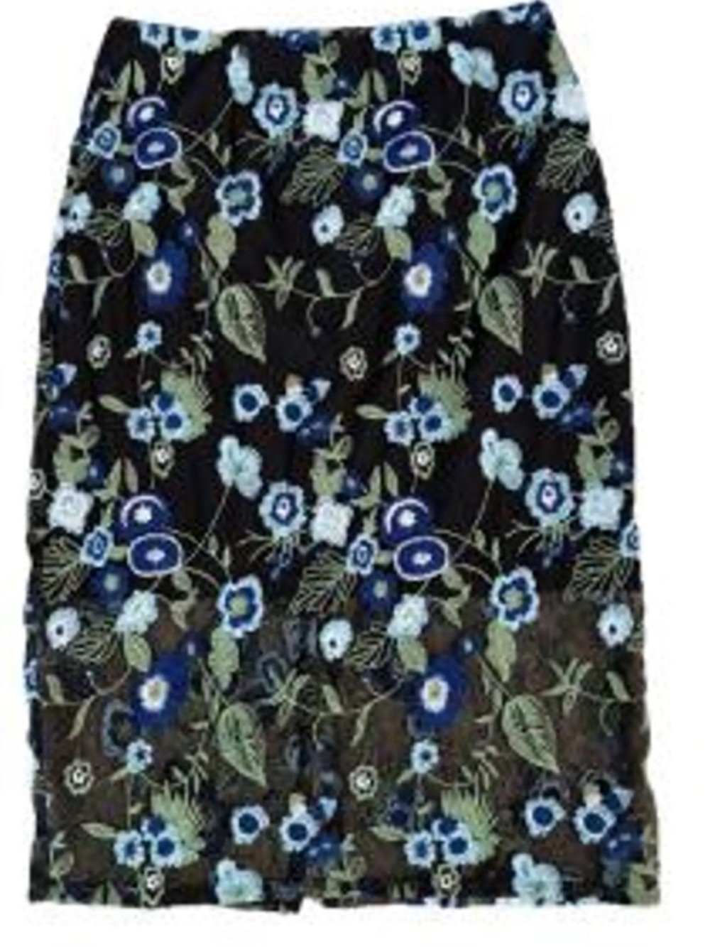 BCBGeneration Black Pencil Skirt with Blue & Green Floral Embroidery Sz 6